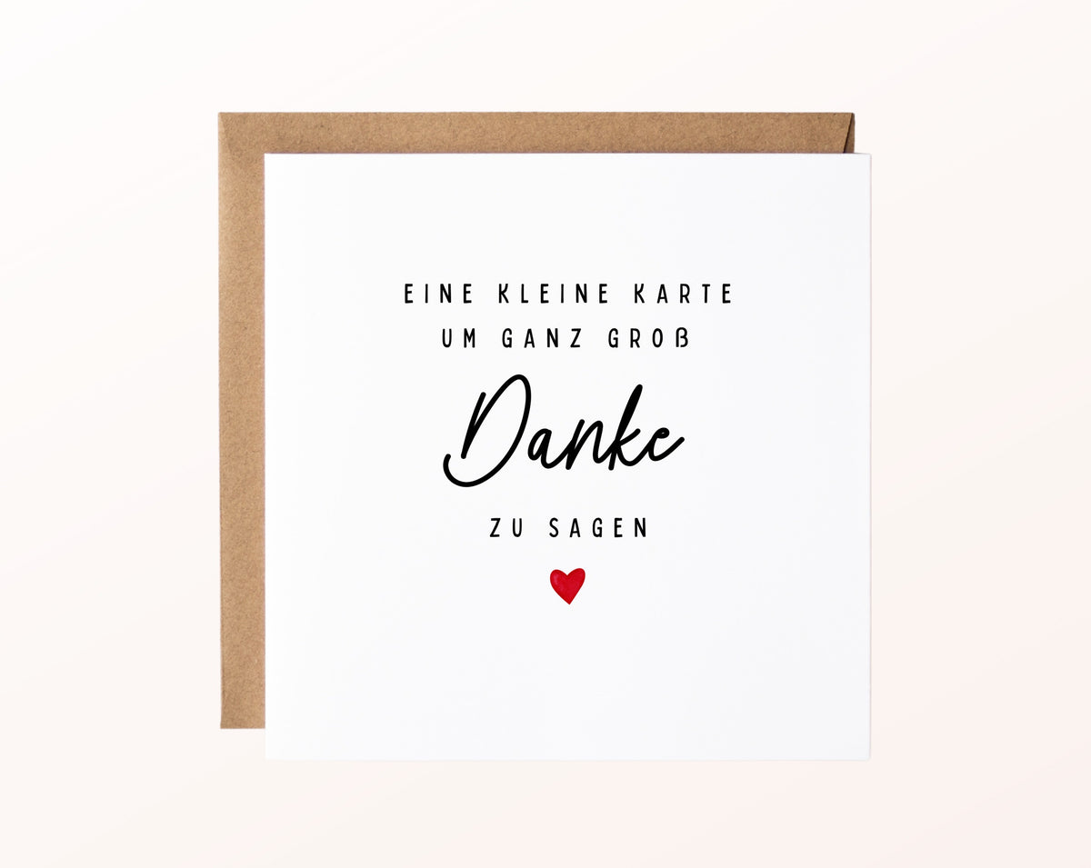 Dankeskarte – Eine kleine Karte, um ganz groß Danke zu sagen – Karte mit Kraftpapierumschlag
