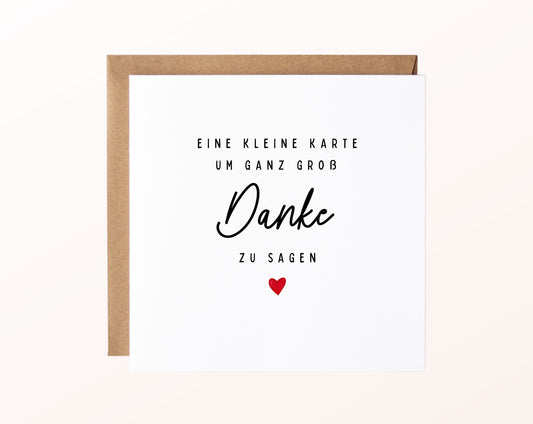 Dankeskarte – Eine kleine Karte, um ganz groß Danke zu sagen – Karte mit Kraftpapierumschlag