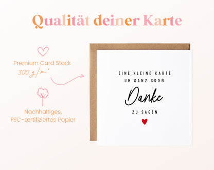 Dankeskarte – Eine kleine Karte, um ganz groß Danke zu sagen – 300 g/m² Papier und FSC-Zertifizierung