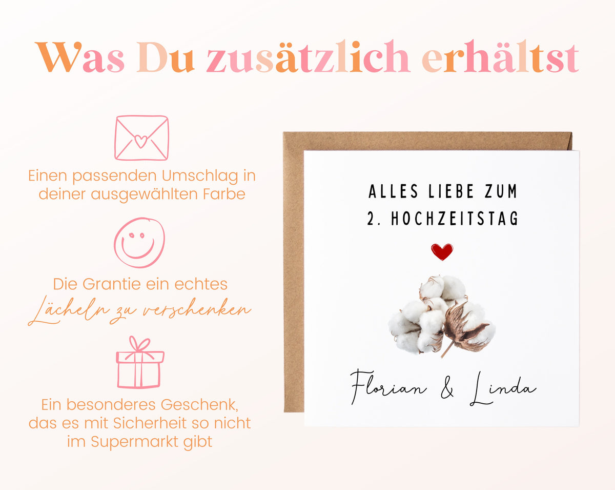 Lieferumfang der Baumwollzweig-Karte mit Umschlag