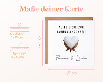 Maße der Baumwollherz-Karte