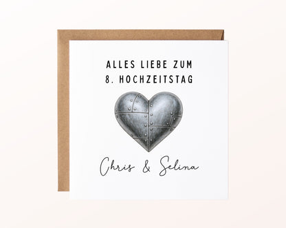 Blechherz-Karte zum 8. Hochzeitstag – Produktansicht