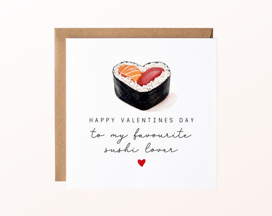 Valentinstagskarte mit Sushi-Herz und Wunschtext – Karte mit Motiv und Umschlag