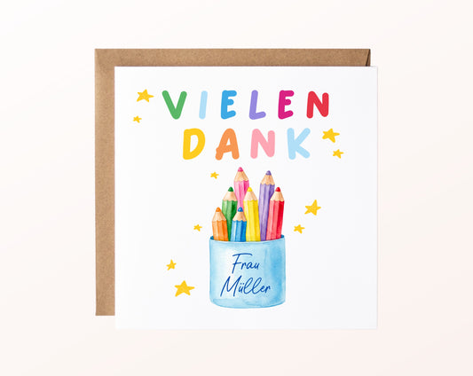 Personalisierte Dankeskarte mit bunten Stiften im Becher – 02_karte_pur_rose