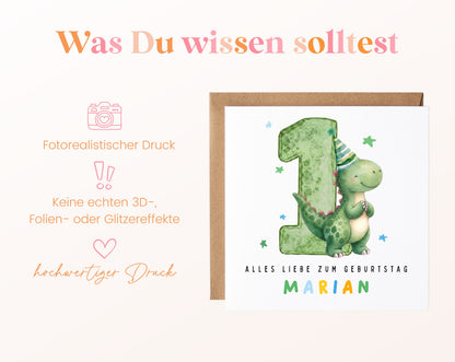 Personalisierte Dino-Karte zum 1. Geburtstag – Wissenswertes zur Karte