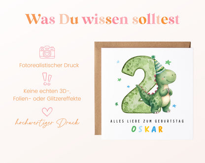 Dino-Karte zum 2. Geburtstag – Wissenswertes zum Druck