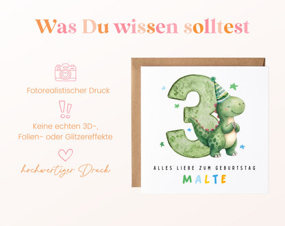 Personalisierte Dino-Karte zum 3. Geburtstag – Wissenswertes zur Karte