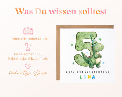 Personalisierte Dino-Karte zum 5. Geburtstag – Wissenswertes zur Karte