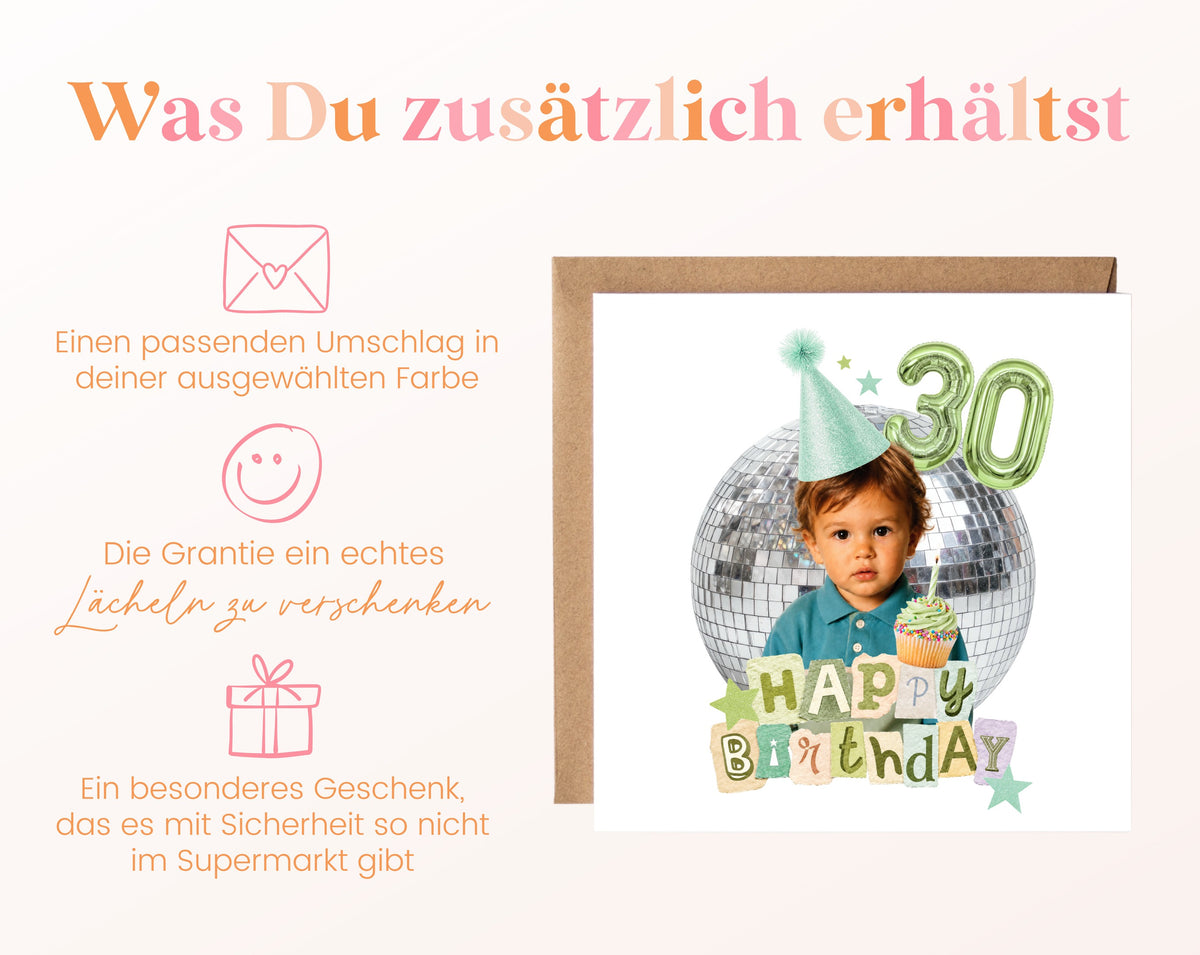 Passender Umschlag zur grünen Geburtstagskarte