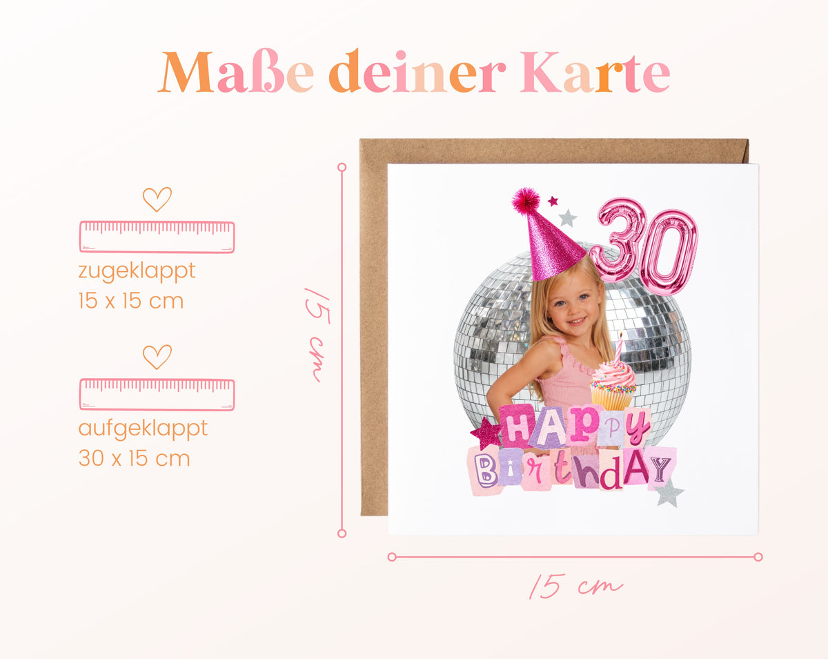 Maße der quadratischen Klappkarte: geschlossen 15 × 15 cm