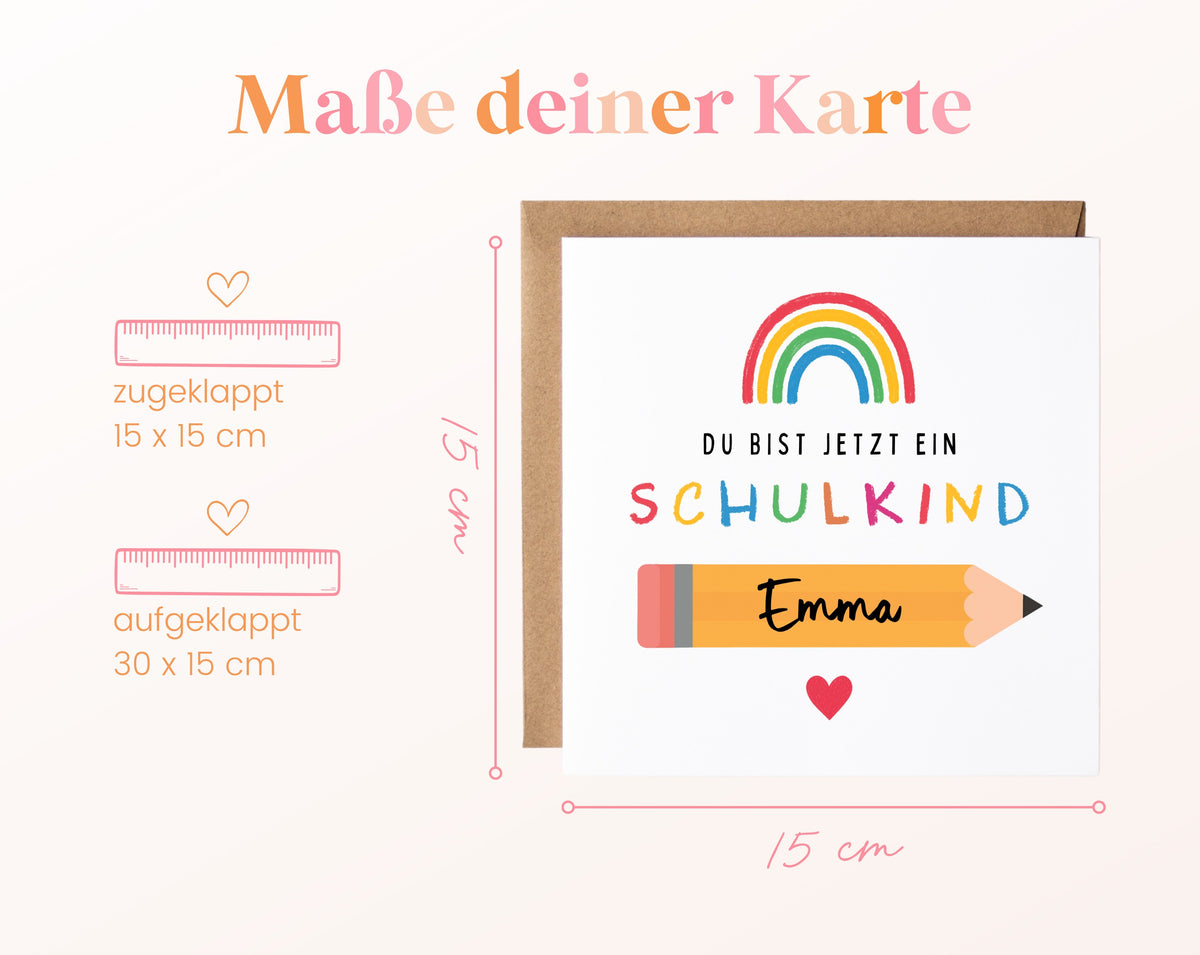 Personalisierte Einschulungskarte – Maße