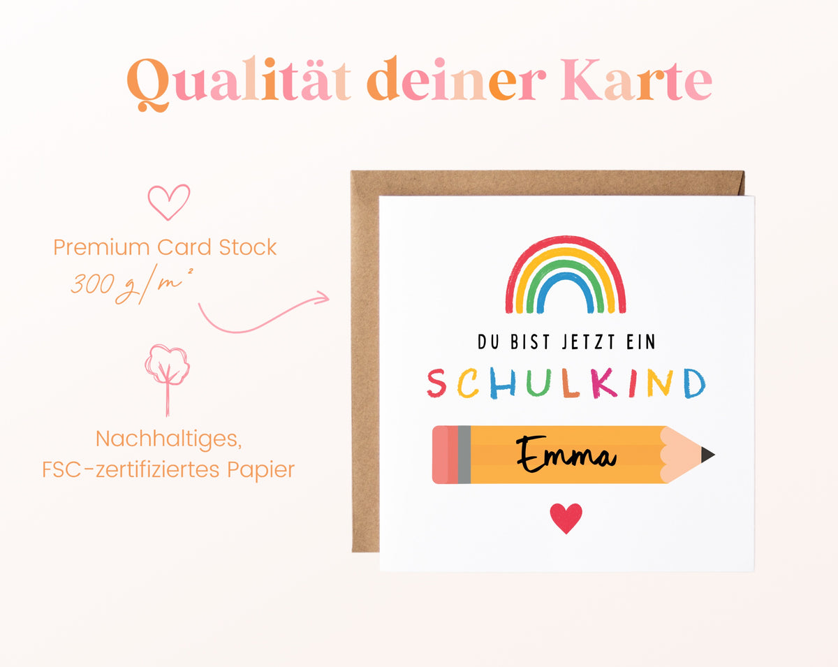 Personalisierte Einschulungskarte – Papierqualität