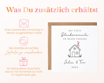 Personalisierte Karte zum Einzug – Haus mit Blumen – Produktinformation 4