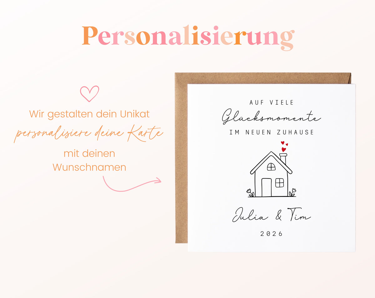 Personalisierte Karte zum Einzug – Haus mit Blumen – Produktinformation 5