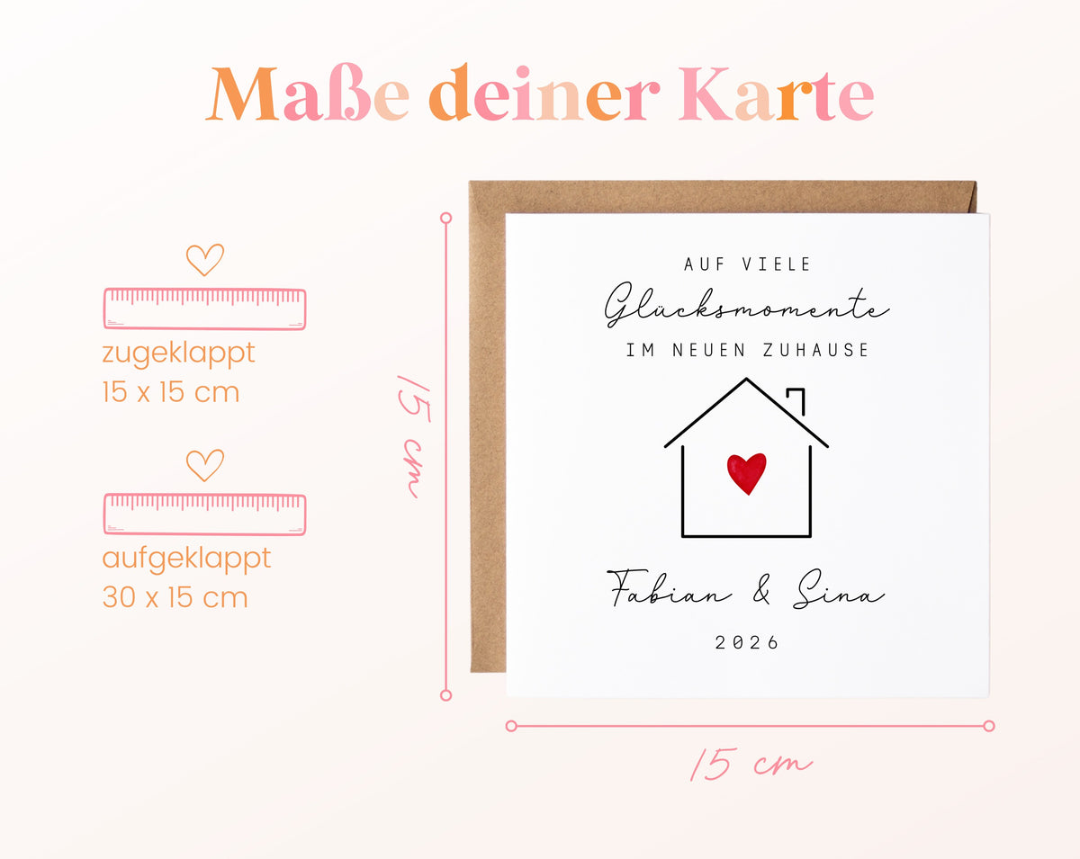 Personalisierte Karte zum Einzug – Haus mit Herz – Produktinformation 2