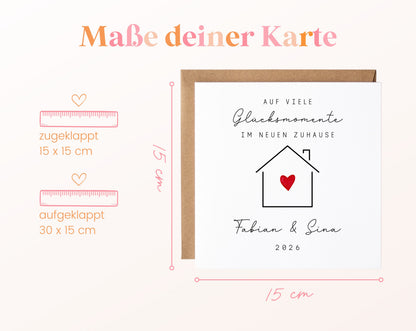 Personalisierte Karte zum Einzug – Haus mit Herz – Produktinformation 2