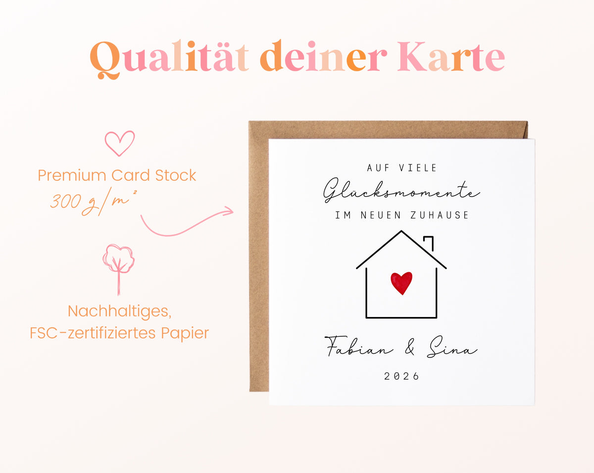 Personalisierte Karte zum Einzug – Haus mit Herz – Produktinformation 3