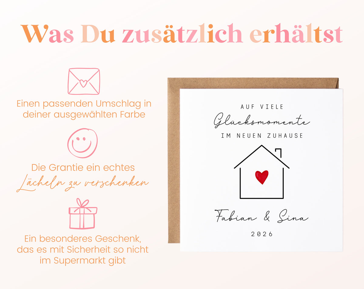 Personalisierte Karte zum Einzug – Haus mit Herz – Produktinformation 4