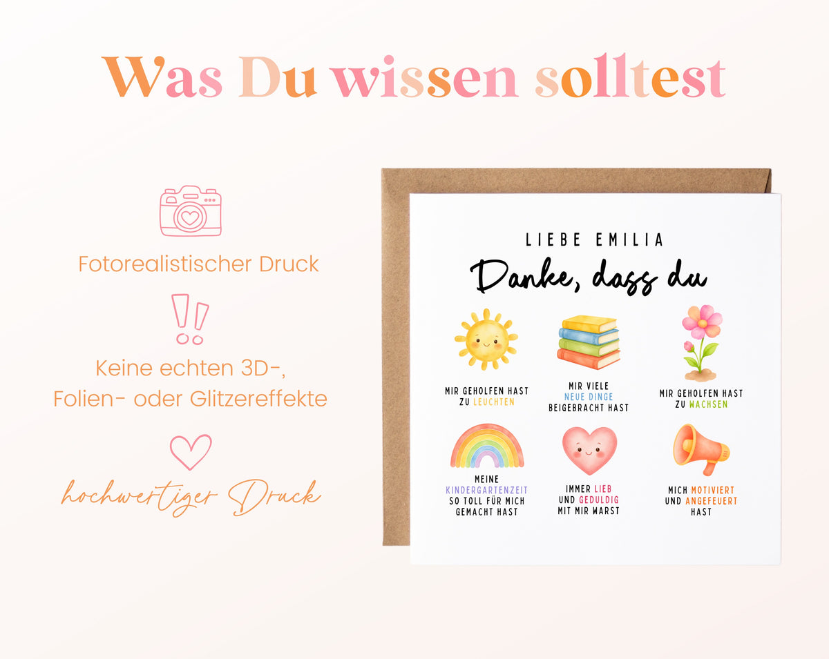 Personalisierte Dankeskarte für Erzieherinnen und Erzieher