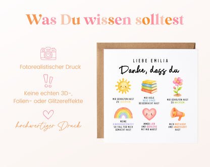 Personalisierte Dankeskarte für Erzieherinnen und Erzieher