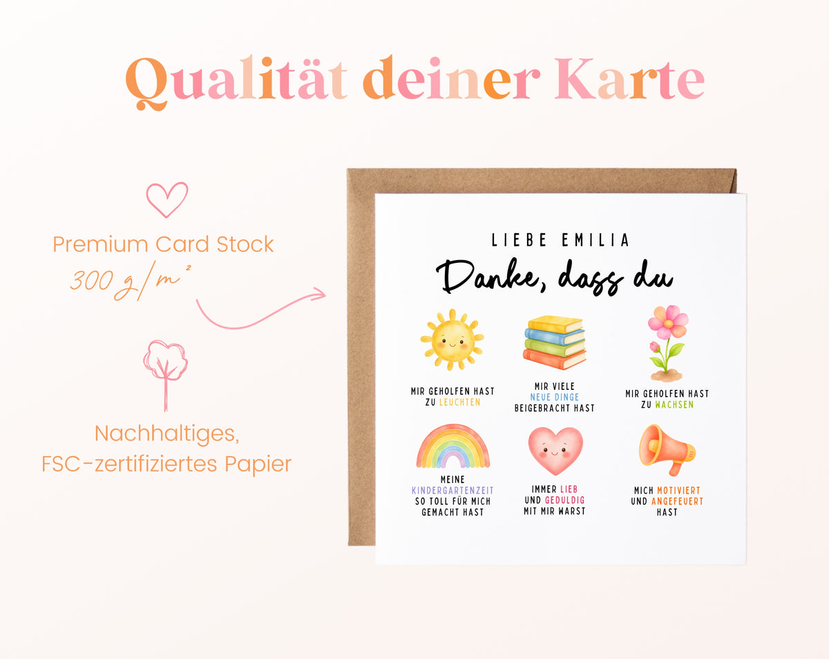 Personalisierte Dankeskarte für Erzieherinnen und Erzieher