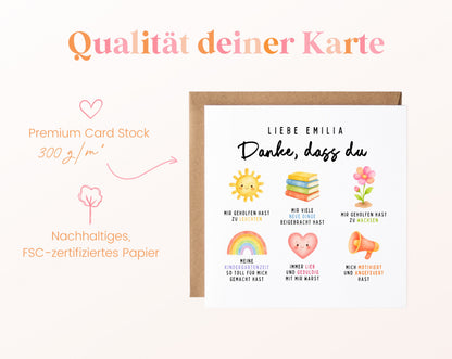 Personalisierte Dankeskarte für Erzieherinnen und Erzieher