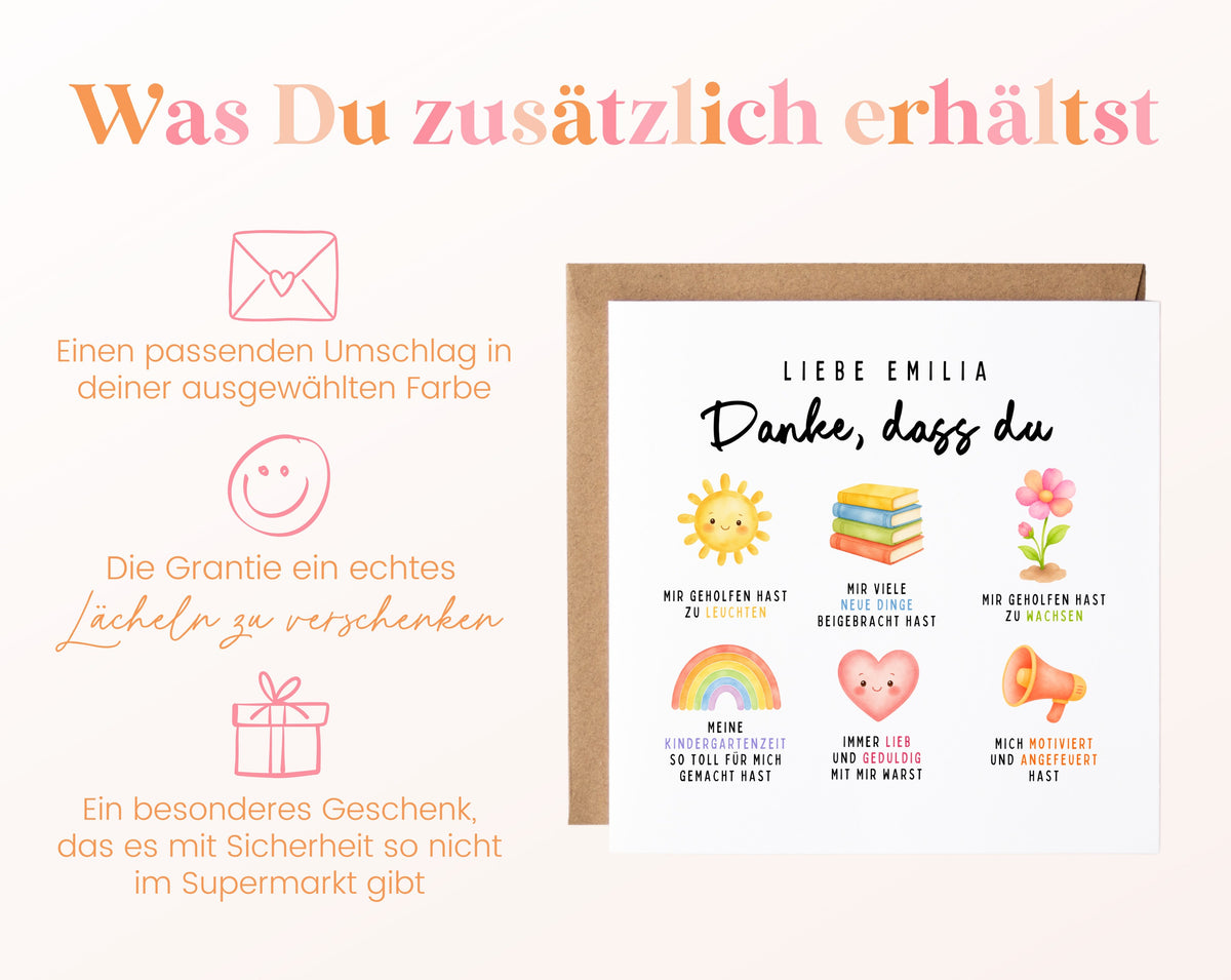 Personalisierte Dankeskarte für Erzieherinnen und Erzieher