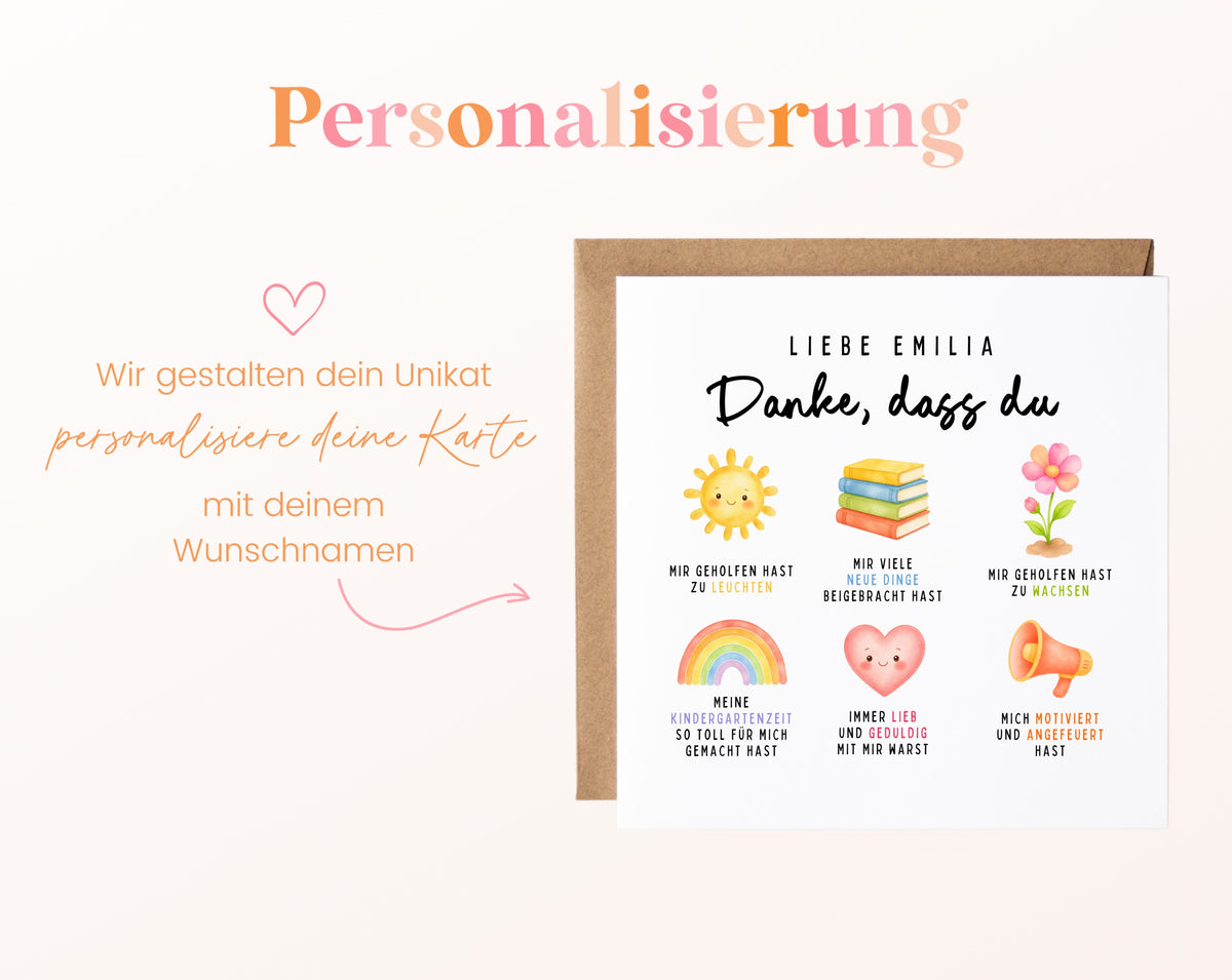 Personalisierte Dankeskarte für Erzieherinnen und Erzieher