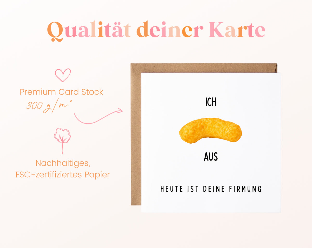 Karte zur Firmung „Ich flipp aus“ – 300 g/m² Papier und FSC-Zertifizierung