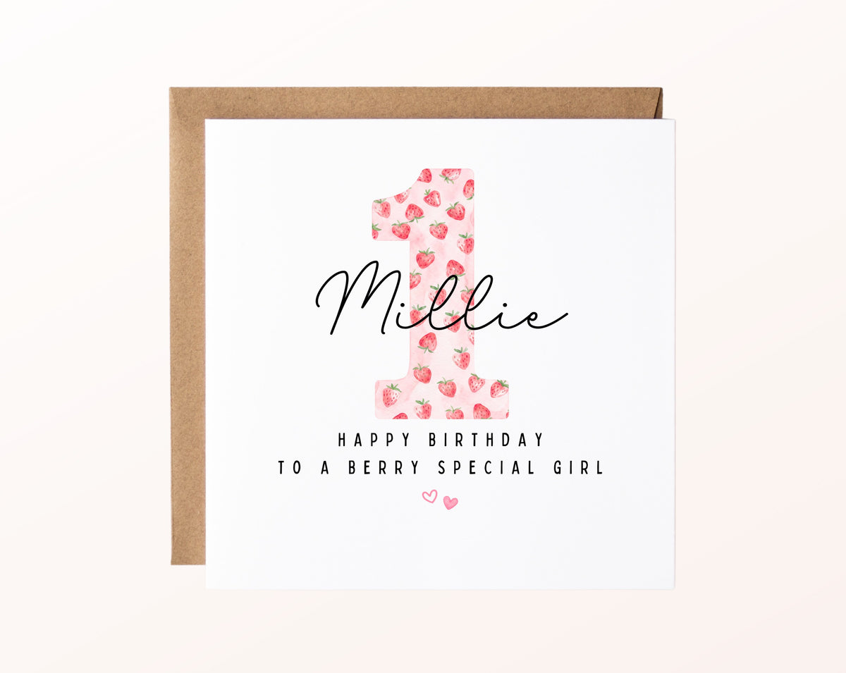 Personalisierte Karte zum ersten Geburtstag – Berry Special Girl