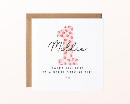 Personalisierte Karte zum ersten Geburtstag – Berry Special Girl