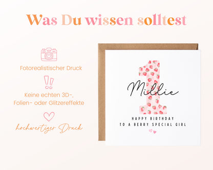 Personalisierte Karte zum ersten Geburtstag – Berry Special Girl