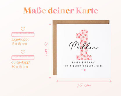 Personalisierte Karte zum ersten Geburtstag – Berry Special Girl