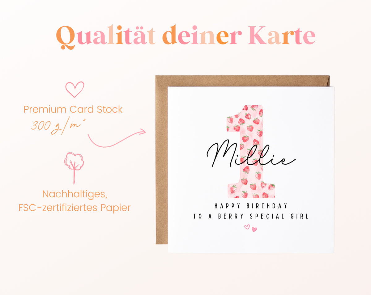 Personalisierte Karte zum ersten Geburtstag – Berry Special Girl