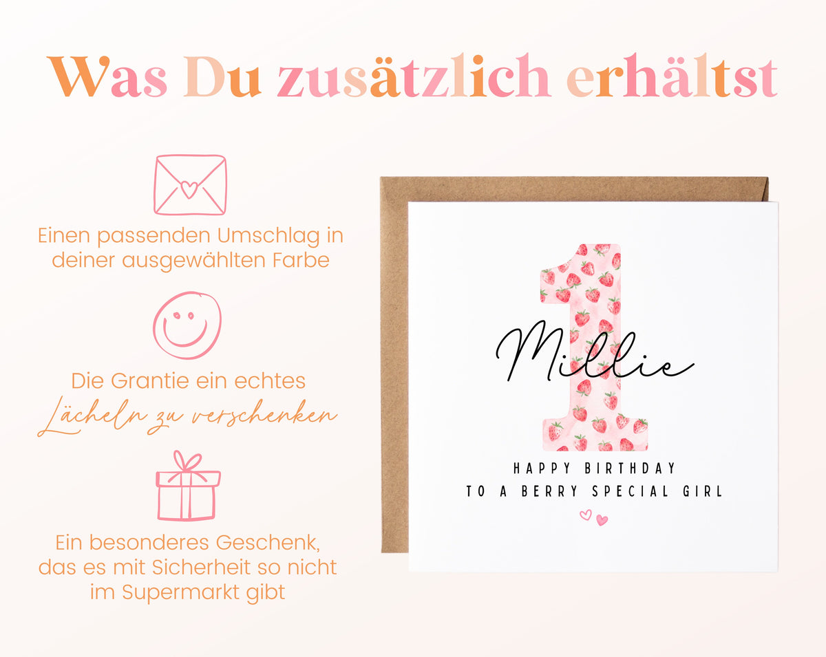 Personalisierte Karte zum ersten Geburtstag – Berry Special Girl