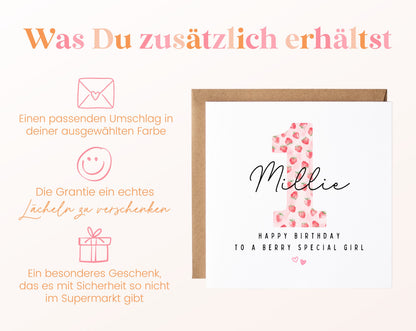 Personalisierte Karte zum ersten Geburtstag – Berry Special Girl