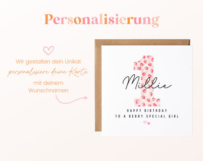 Personalisierte Karte zum ersten Geburtstag – Berry Special Girl