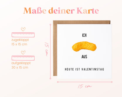 Valentinstag-Flipkarte im Format 15 x 15 cm, aufgeklappt 30 x 15 cm