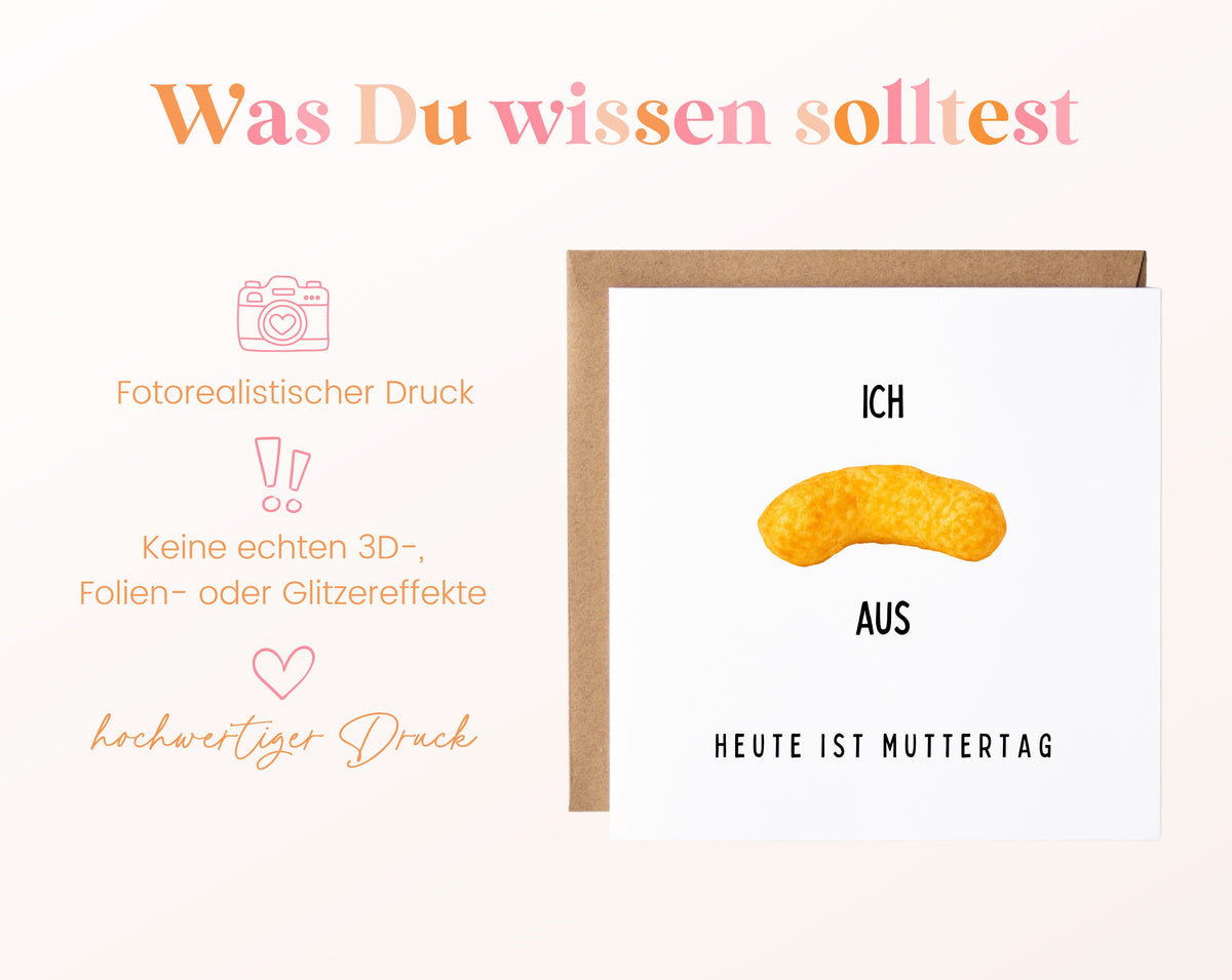 Muttertag-Flipkarte: fotorealistischer Druck ohne echte 3D-Effekte