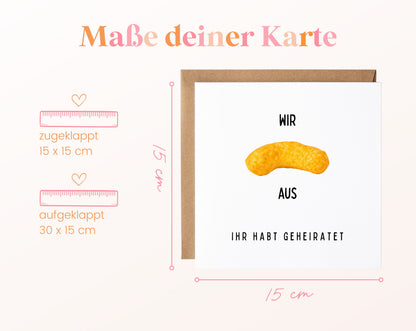 Hochzeit-Flipkarte im Format 15 x 15 cm, aufgeklappt 30 x 15 cm