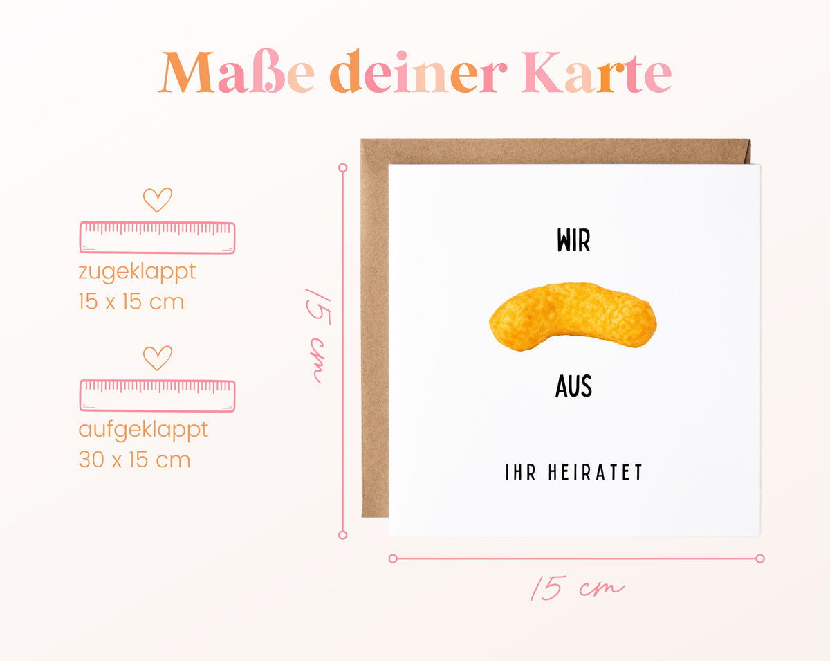 Hochzeit-Flipkarte im Format 15 x 15 cm, aufgeklappt 30 x 15 cm