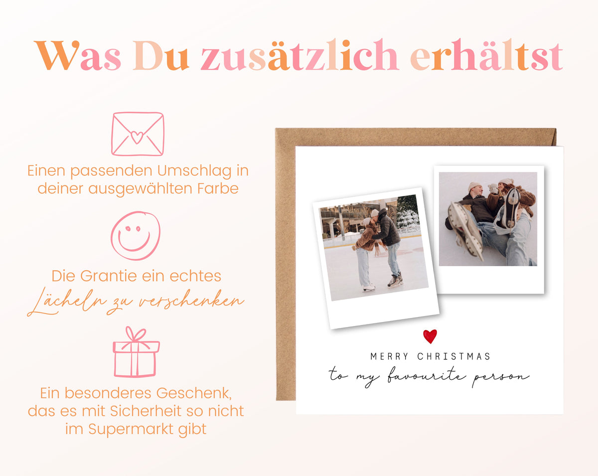 Weihnachts-Fotokarte mit zwei Fotos – zusaetzlich