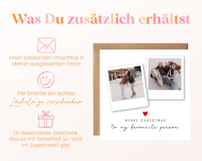 Weihnachts-Fotokarte mit zwei Fotos – zusaetzlich
