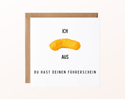 Lustige Führerscheinkarte Ich flip aus mit Erdnussflip und Kraftpapierumschlag