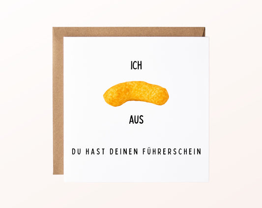 Lustige Führerscheinkarte Ich flip aus mit Erdnussflip und Kraftpapierumschlag