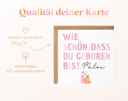 Geburtskarte „Wie schön, dass du geboren bist“ – Schnecke – 05B qualitaet 300