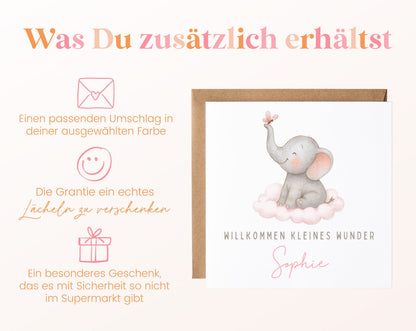 Geburtskarte Elefant auf Wolke – 06 zusaetzlich