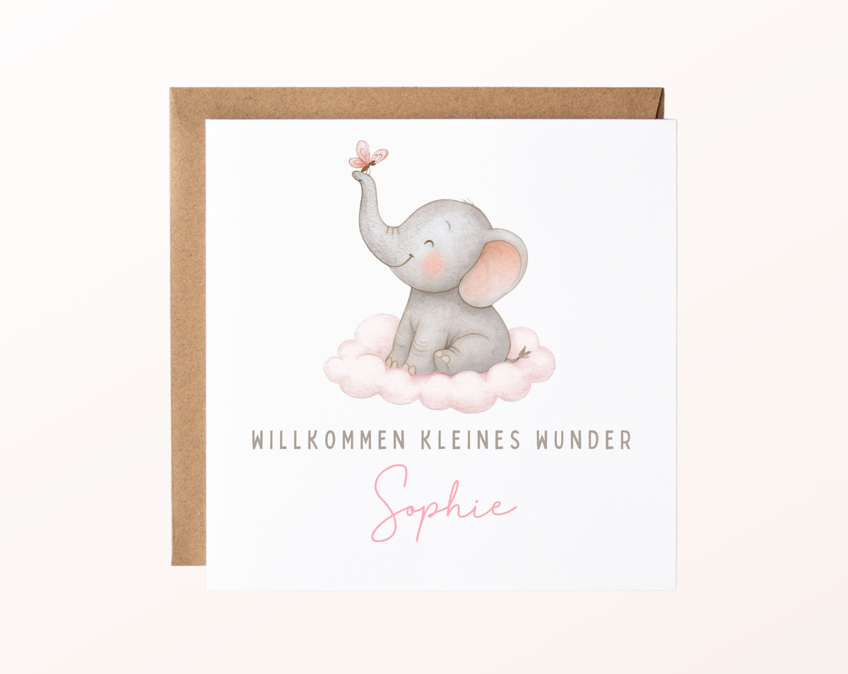 Geburtskarte Elefant auf Wolke – FabSiShop Mockup