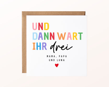 Geburtskarte „Und dann wart ihr drei“ – bunt – FabSiShop Mockup