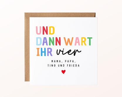 Geburtskarte „Und dann wart ihr vier“ – bunt – FabSiShop Mockup